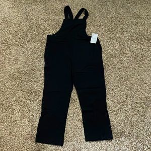 Womens black light weight overalls with pockets